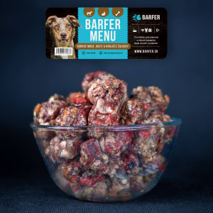 Barfer menu - Konské mäso, kosti a králičie žalúdky 1kg